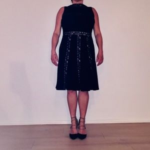 Tadashi Shoji Black Cocktail Dress w Lace Detail